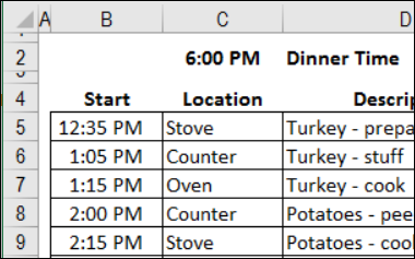 Print the Dinner Prep Schedule