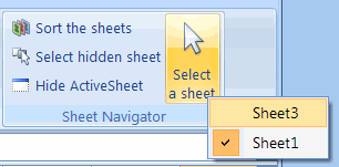 Navigation drop down on Excel Ribbon