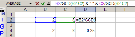 Show a Ratio in Excel