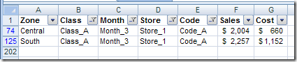 filtered source data for pivot table