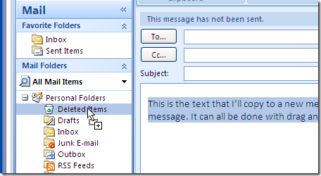 Create a New Outlook Email With Drag and Drop