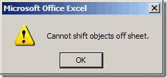 Cannot Shift Objects error message
