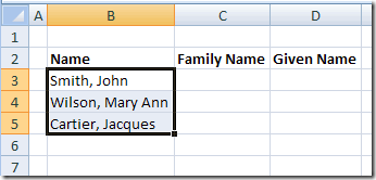 seperate first and last name in excel for mac