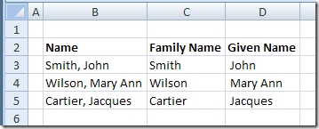 Split First and Last Names in Excel