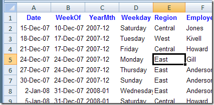 Excel Worksheet List