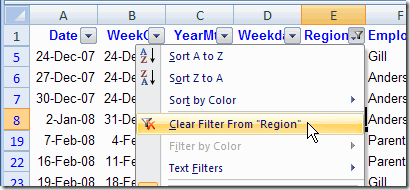 Clear an Excel AutoFilter