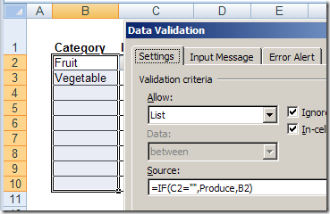 Change Data Validation Formula