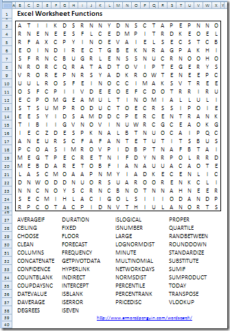 Excel Functions Word Search