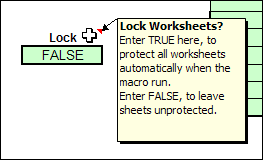 select TRUE or FALSE, to lock the worksheets