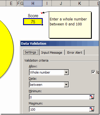 Excel Data Validation settings
