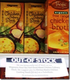 Chicken Stock and Out of Stock Sign