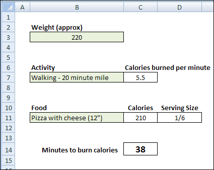 Excel Calorie Burn 03