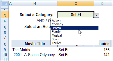 Select a movie category