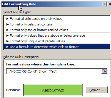 Change Conditional Formatting Rule