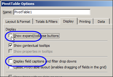 Hide Pivot Table Buttons and Labels