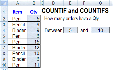 Count Numbers Between X and Y - Excel COUNTIF COUNTIFS