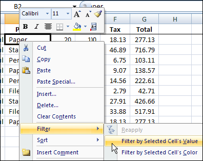 Easy Filtering in Excel 2007