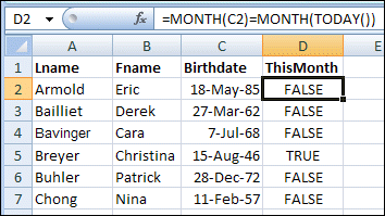 Highlight Current Month Birthdays In Excel Contextures Blog