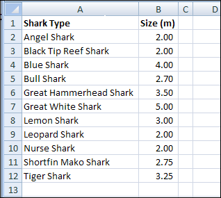 Excel Functions for Shark Week