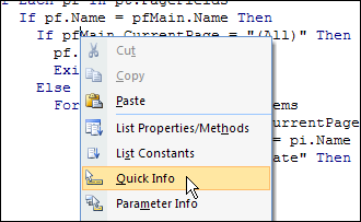 Right-Click for Quick Info in Excel Visual Basic Editor