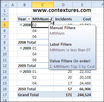 more than one filter on pivot table