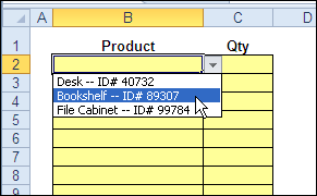 Excel Drop Down List With Product and Code