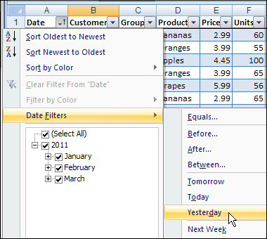 AutoFilter Dynamic Date Range settings