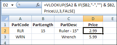 Combine Values for Excel VLOOKUP formula
