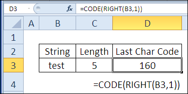 Get Hidden Character's Code with CODE Function