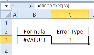 Identify the Error Type with ERROR.TYPE Function