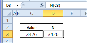 Return a Number Based on Cell Value with N Function