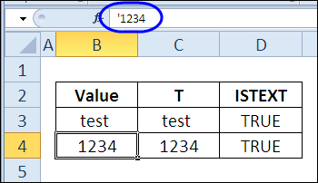 Test If a Value is Text with Excel T Function