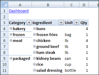 Excel Weekly Meal Planner Shopping List
