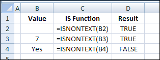 ISNONTEXT Function Example