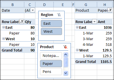 Filter Multiple Pivot Tables With Excel 2010 Slicers