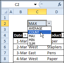 Change Excel Function With SUBTOTAL
