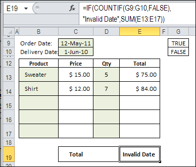 Invoice total formula