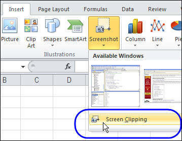 where is the snipping tool microsoft excel 2011 mac