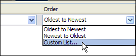 Select Sort Order option