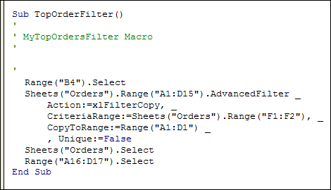 Advanced Filter Macro
