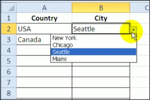 Excel Drop Down Lists for Country and City