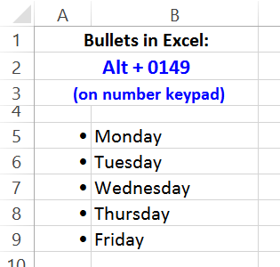 How to Add Bullets in Excel