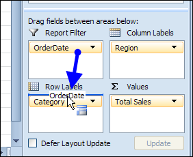 Group Pivot Table Report Filter Fields