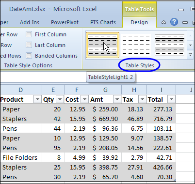 duplicate one of the existing Excel table styles