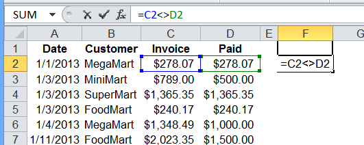 Find Unmatched Amounts With Advanced Filter