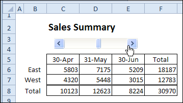 Update Pivot Table With Scroll Bar