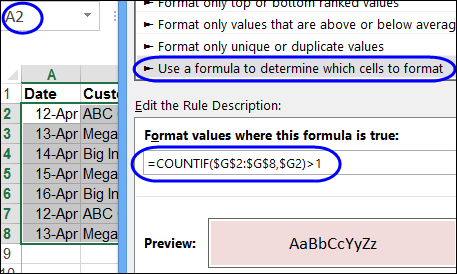 create new conditional formatting rule