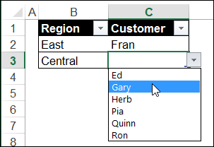 Dependent Drop Down Lists in Excel