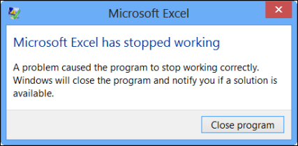 excel 2013 windows 10 crash