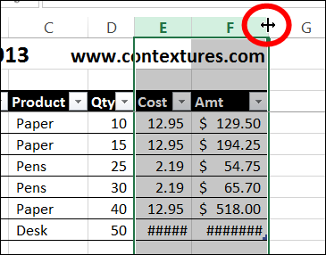 Adjust Excel Column Widths To Fit Specific Cells Contextures Blog